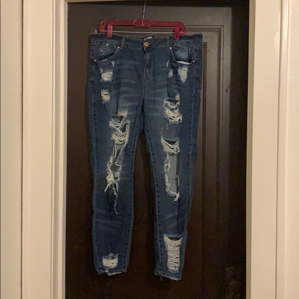 Distressed Refuse Plus Size High Waist Mom Jean